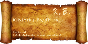 Kubiczky Bojána névjegykártya